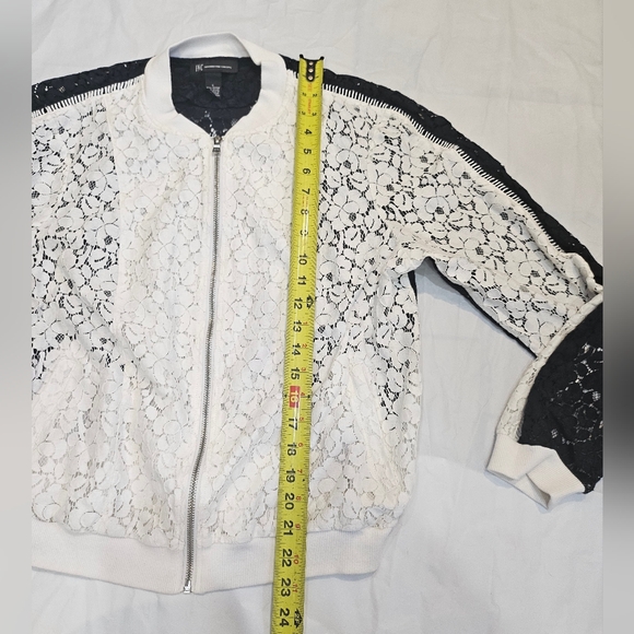 INC,Woman,Spring Casual Jacket,Black-White,Sz L,Cotton-Nylon, Elastic lace,Zip. - Picture 5 of 10